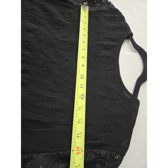 Rumor Babydoll Mini Dress Shirt Lace SZ 12  Black Bell Sleeve Y2k Whimsical Goth - Picture 8 of 16